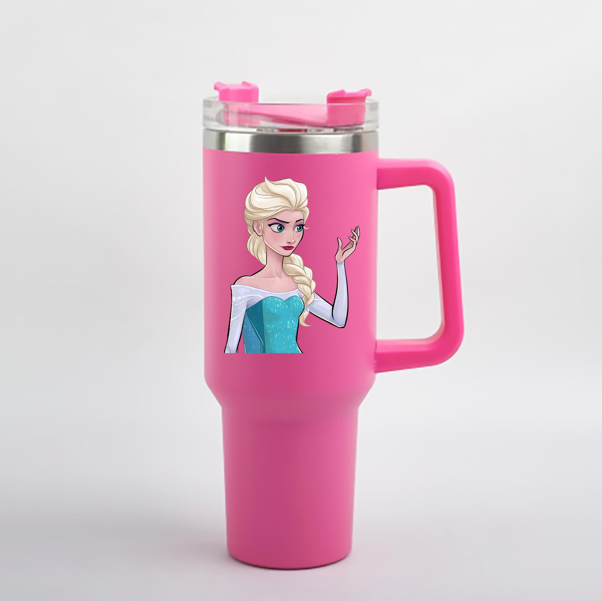 （画像用） アナと雪の女王 アンナ エルサ Frozen Anna Elsa 1200mL車用タンブラー - クリスタルステッカー（プラスチックストロー付き）